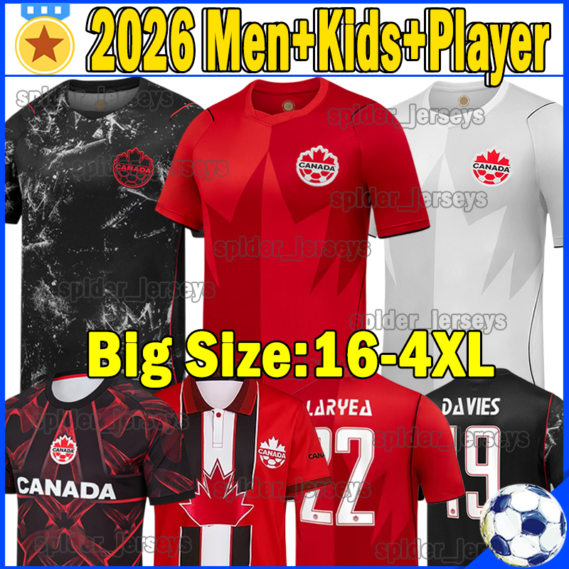 Canada 4XL 2026 World Cup Soccer Jerseys DAVIES LARYEA MARCELO NELSON OSORIO Fans Player Football Shirts 26 27 ELLOUMI BADWAL PRISO Goalkeeper Men Uniforms kids kits