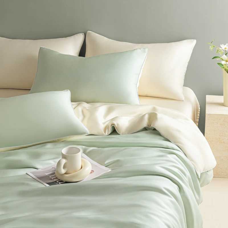 New Washed Ice Silk Bedding Set 4PCS Summer Cool Touch Rope Design Sheet Set Soft Breathable Hotel Luxury Twin/Full/Queen Size D260317