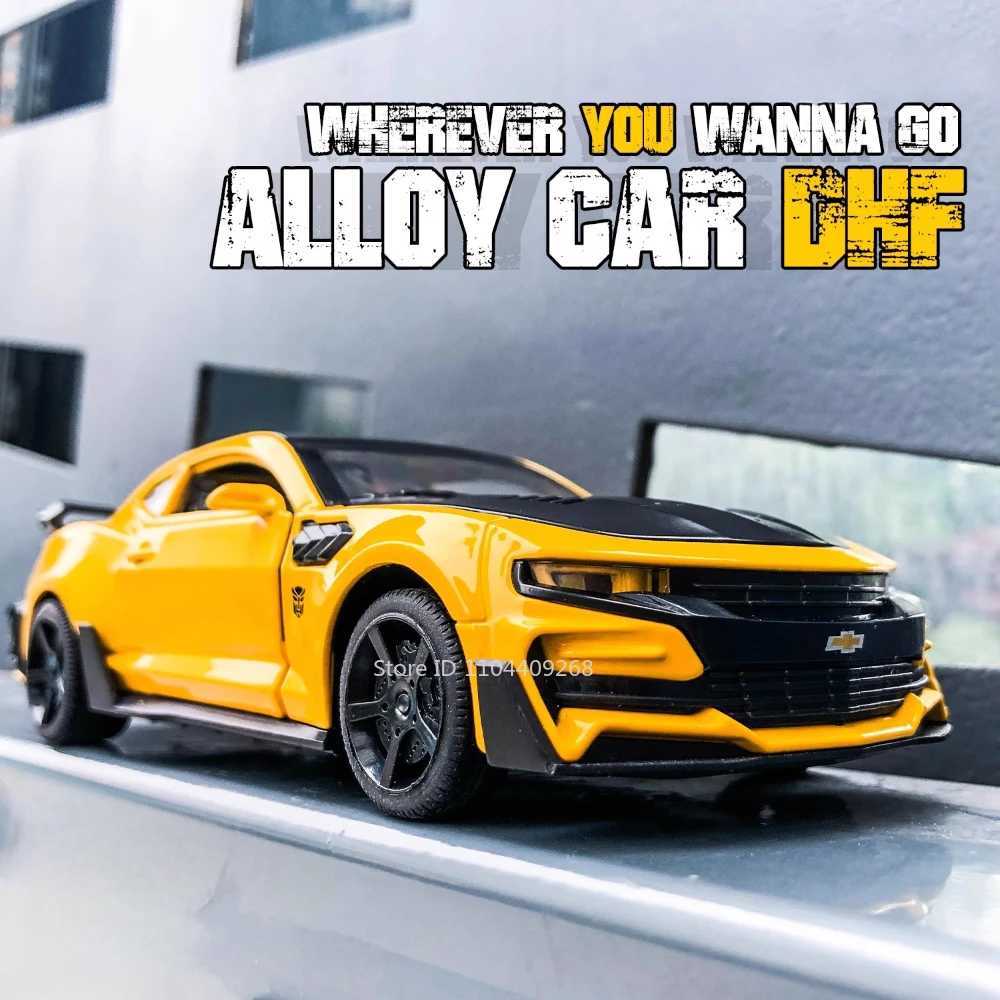 132 Scale Camaro Alloy Diecast Model Sports Car Toy Sound Light Doors Opened Police Vehicles Toys for Child Birthday Gifts D260317