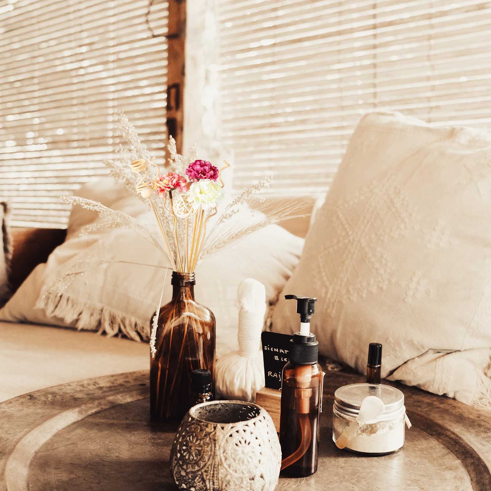 10PCS Pink Hydrangea Flower Rattan Sticks Fireless Fragrances Reed Diffuser Stick DIY Ornaments Home Decor D260317