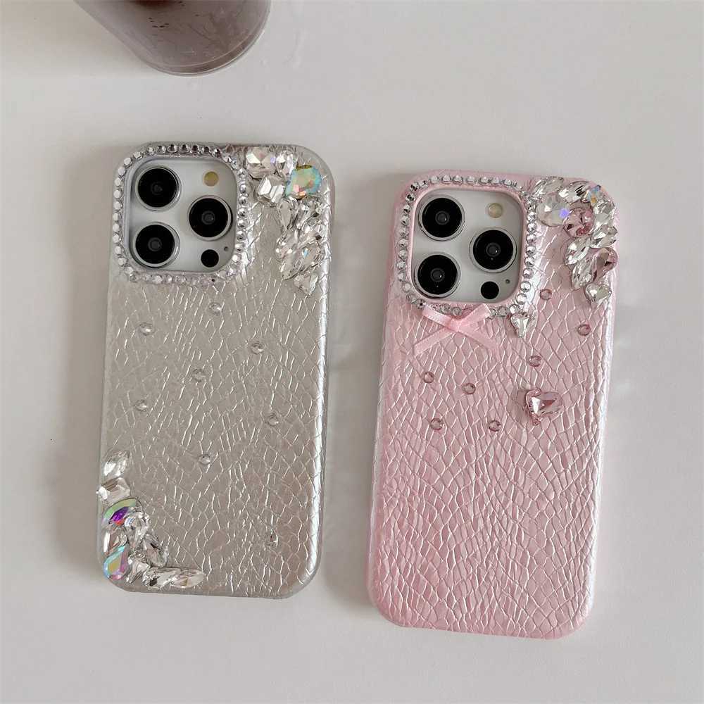 Luxury Flash drill Gem leather stylish phone case for iPhone 13 14 15 16 17 Pro Max 15 plus 17 Air cover Korean INS cute Fundas C260314