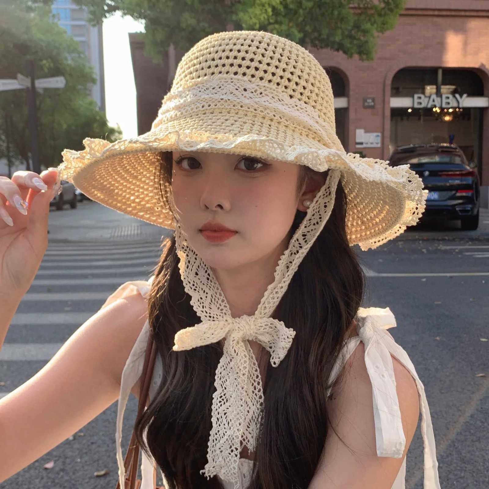Luxury Straw Hat Women Men UPF 50 Flared Brim Sun Bucket Hat Summer Beach Vacation Foldable Boho Fashion 2025 H260317 - view 3