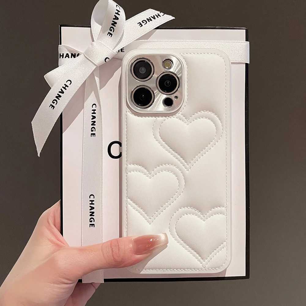 Luxury Electroplated Leather Phone Case For iPhone 17 16 15 14 Pro Max 16E Air Cartoon Love Soft Protective Phone Cover C260314