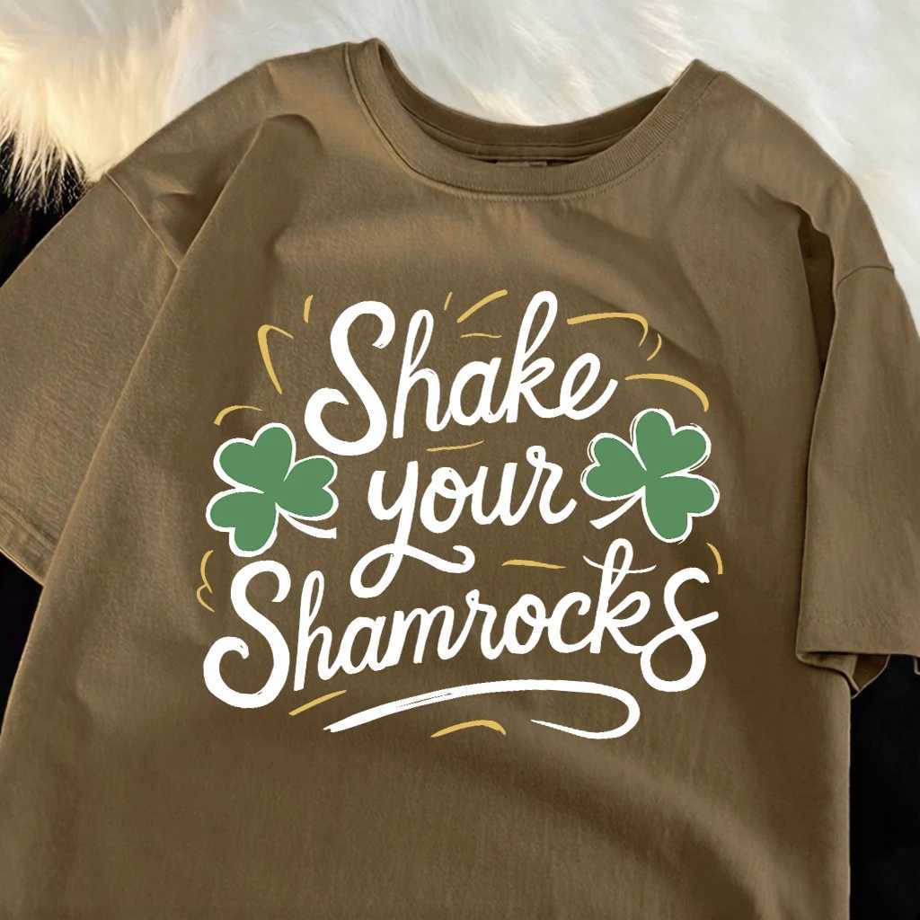 Shake Your Shamrocks Pattern Mans Soft Sport T-Shirt Summer O-Neck Short Sleeve Hip Hop Loose Top Cotton Comfortable Clothes M260317