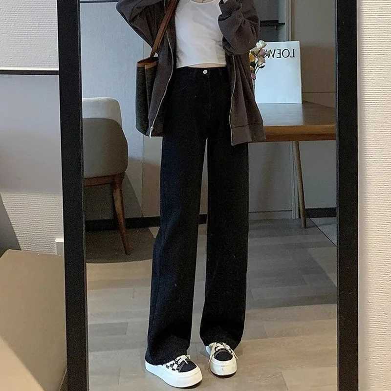 Female Light Blue High Waist Thin Jeans Women Fashion Baggy Straight Leg Denim Trousers s Classic Korean Solid Pants M260317