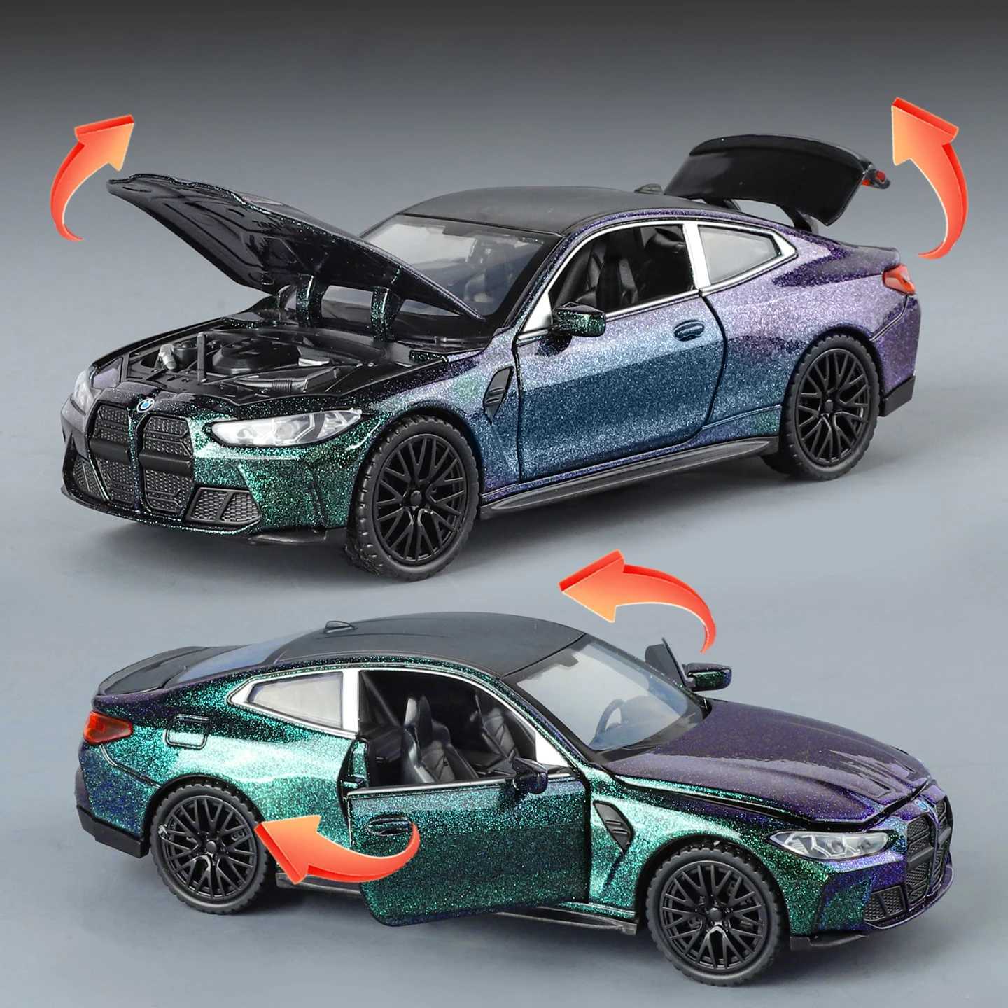 132 BMW M4 Coupe Sports Car Alloy Metal Diecast Model Car Home Trendy Toys Ornaments For Children Holiday Gifts With Friend Boy D260317