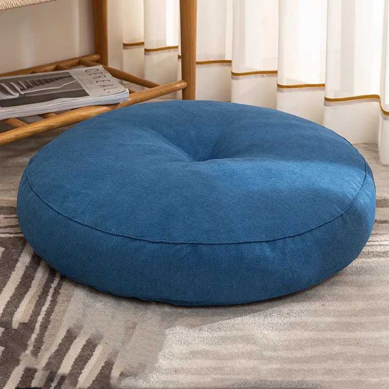 Blue Round Floor Seat Cushion Pillow Thickened Tatami Yoga Mat for Meditation Machine Washable Seat Cushion Office Sleeping Mat D260317