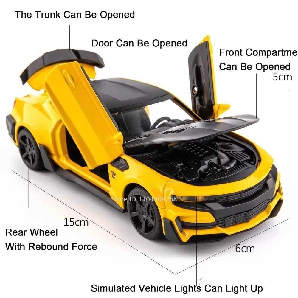132 Scale Camaro Alloy Diecast Model Sports Car Toy Sound Light Doors Opened Police Vehicles Toys for Child Birthday Gifts D260317