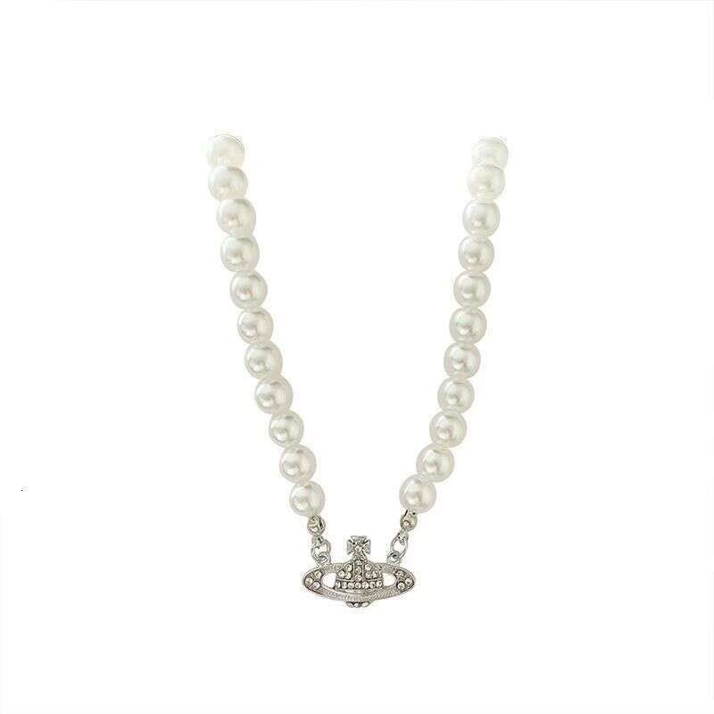 Empress High Version Saturn Pearl Necklace Autumn Winter Women Light Luxury Niche Layered Collarbone Chain Cross-Border Choker Jewelry