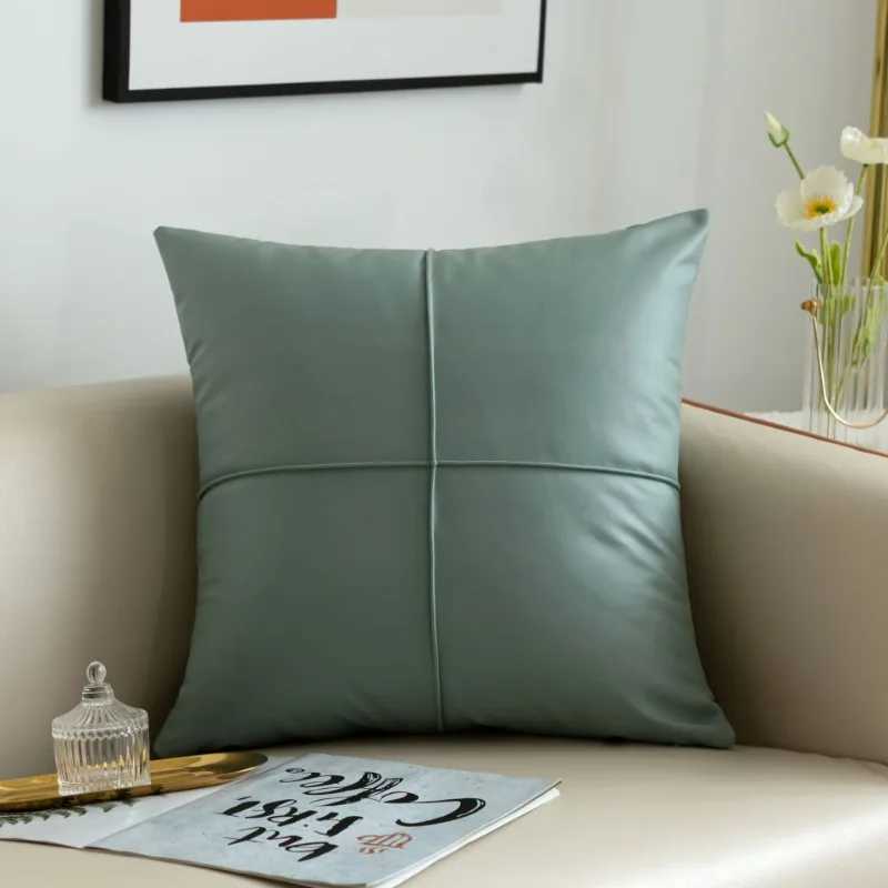 light luxury simulation leather thickened technology cloth waterproof throw pillow living room sofa cushion rectangular pillow D260317