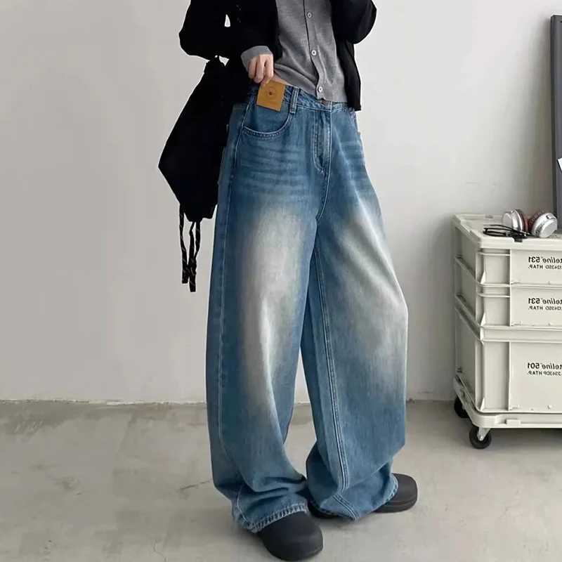 Lady Streetwear High Waist Baggy Jeans s Casual Fashion Straight Leg Denim Trousers Female Chic Korean Daily Pants M260317