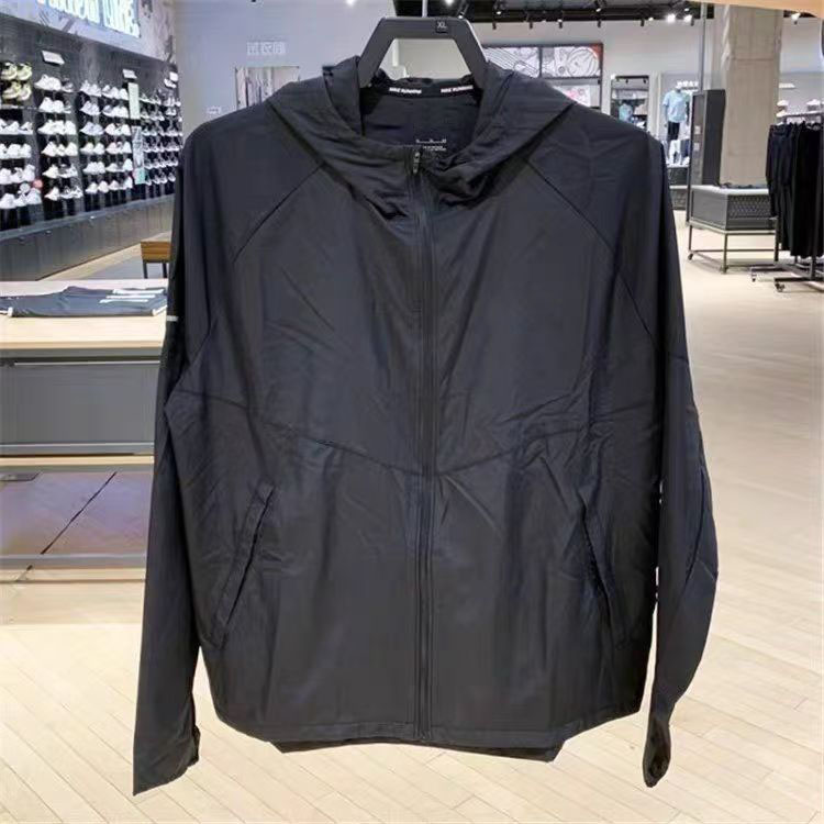Men's hooded jackets windbreaker windproof sportswear lightweight sport running jacket jogger hoodie coat summer thin sun protection UV outwear gym jogging jacket