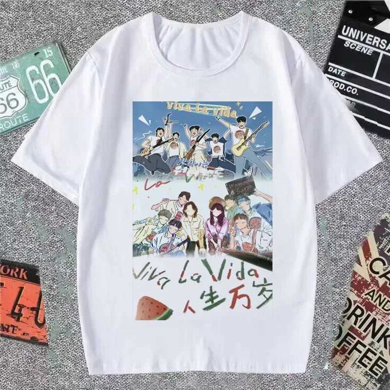 Korean Style Simple Watermelon Sugar Choi Hyun Wook Hip Hop Kpop Raper Twinkling Shiny Short Sleeve T-shirts Unisex M260317