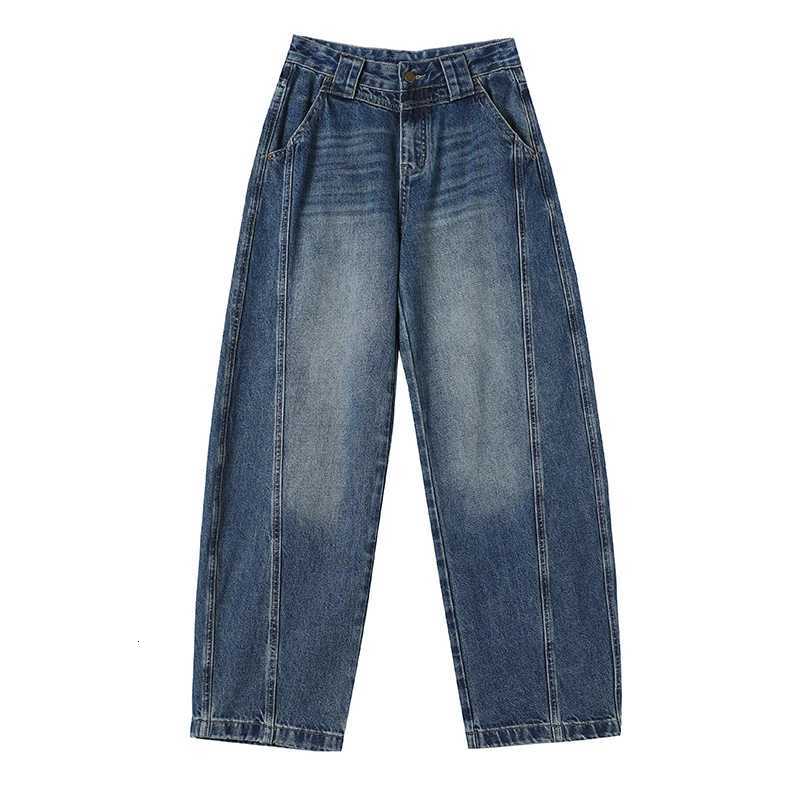 High Waist Loose Wide Leg Jeans Women Y2K Cotton Personalized Design Casual Straight Denim Fashion Tube Loose Plus TrousersT260317