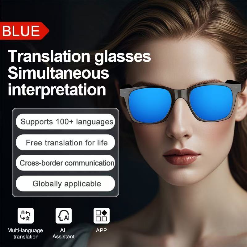Smart Translation Glasses 100+ Languages Real-Time Simultaneous Interpretation Lifetime Free Translation AI Assistant Cross-Border Communication Sunglasses A11