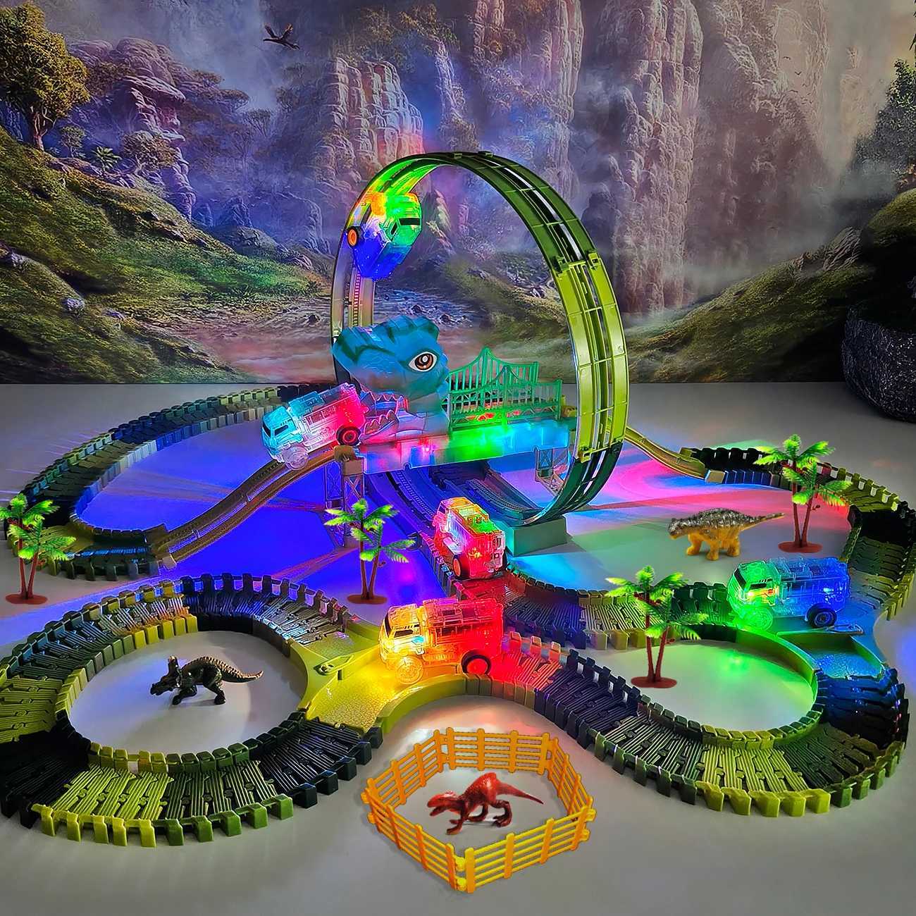 Tracks Cars Compatible Glow in the Dark LED Flashing Light Toy Cars Set for Most Race Tracks - Light up Cars for Kids Y260316