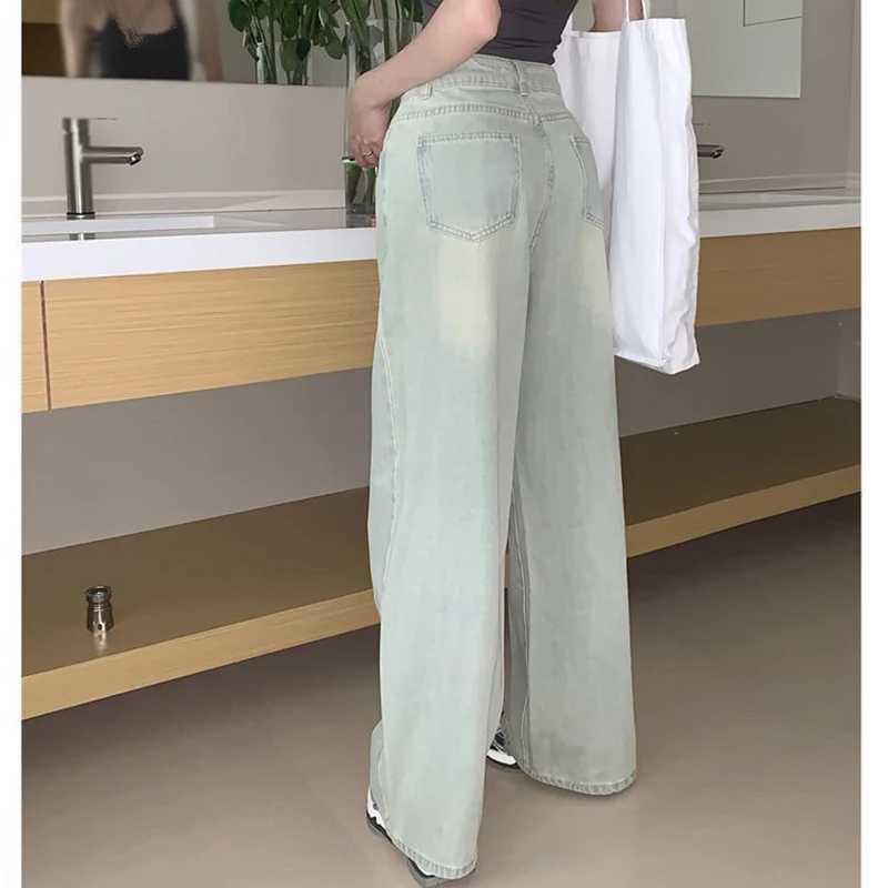 2025 Female Retro Designer High Waist Jeans Women Solid Casual Denim Trousers s Classic Fashion Wide Leg Pants M260317