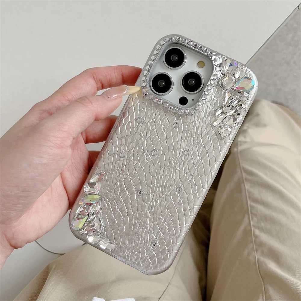 Luxury Flash drill Gem leather stylish phone case for iPhone 13 14 15 16 17 Pro Max 15 plus 17 Air cover Korean INS cute Fundas C260314