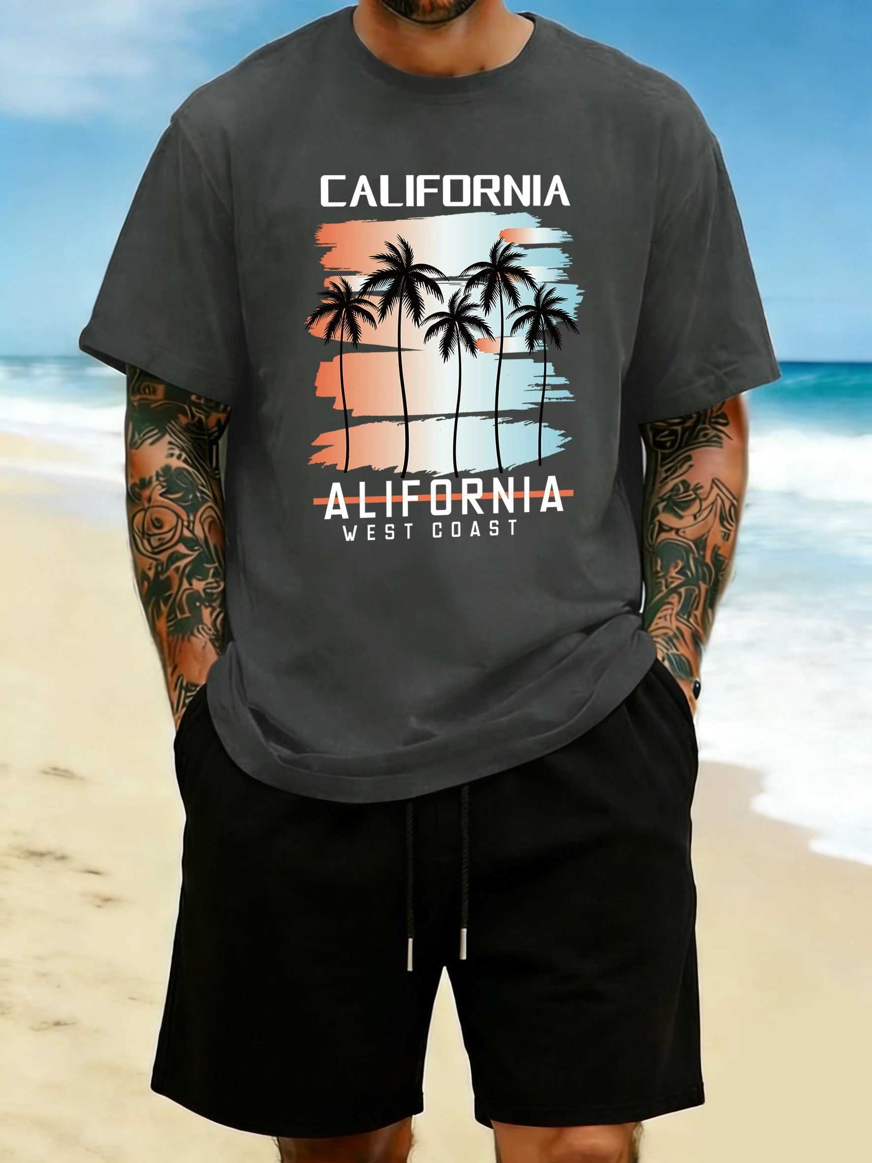 California West Prints T-Shirt Men Cotton Crewneck T Shirts Summer Oversized Man Clothes MUlticolor Loose Short SLeeve M260317