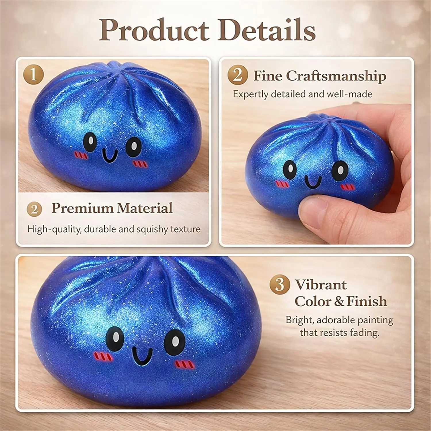 Glitter Dumpling Glitter Dumpling Squishy with Box Dumplings Sensory Squeeze Toy for Stress Relief Z260511