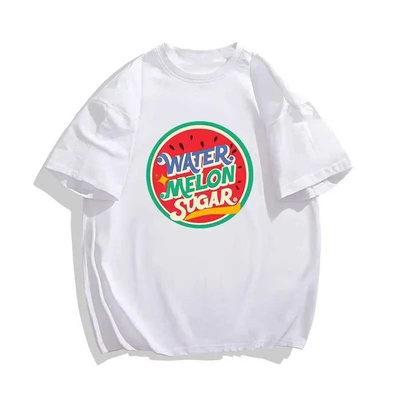 Korean Style Simple Watermelon Sugar Choi Hyun Wook Hip Hop Kpop Raper Twinkling Shiny Short Sleeve T-shirts Unisex M260317