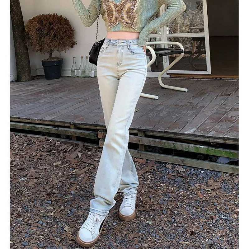 Classic Fashion Women Thin Straight Leg Jeans Pants s Korean High Waist Denim Pants Lady Vintage Casual Trousers M260317