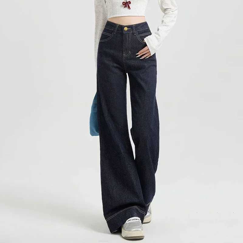 s Korean Fashion Straight Jeans Women High Waist Casual Denim Pants Female Designer Baggy Wide Leg Trousers M260317