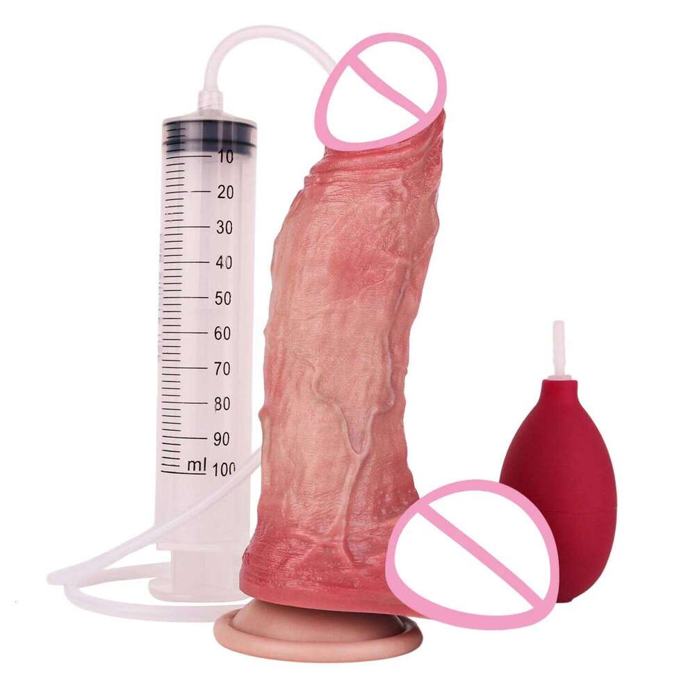 FAAK Double Layer Silicone Ejaculating Lifelike Penis With Sucker Squirting Realistic Dildo Sex Toys G-Spot Anal Prostate Play 26H0317