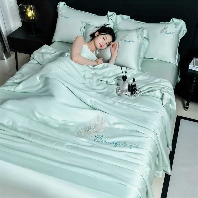 embroidery washed summer quilt 3-piece set four-piece set embroidered ice silk summer cool quilt air conditioner quilt D260317