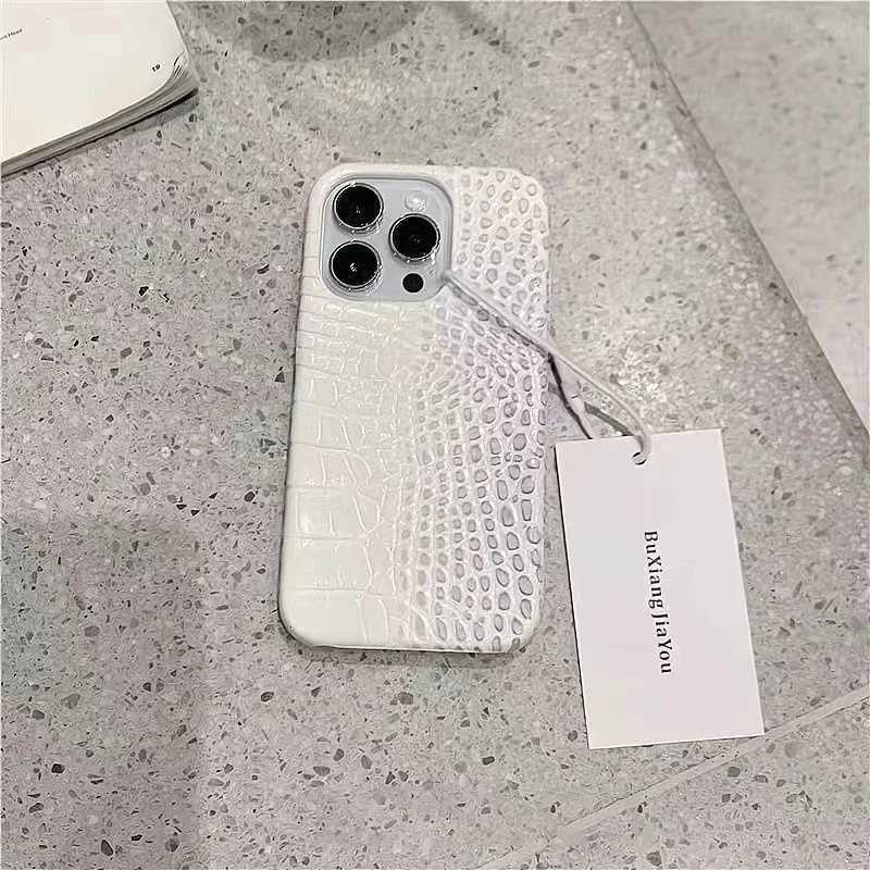 Gradient Crocodile Glossy Phone Case for iPhone 17/16/15/14/13/12/11 Pro Max Plus Series - Luxury HD Cover C260314