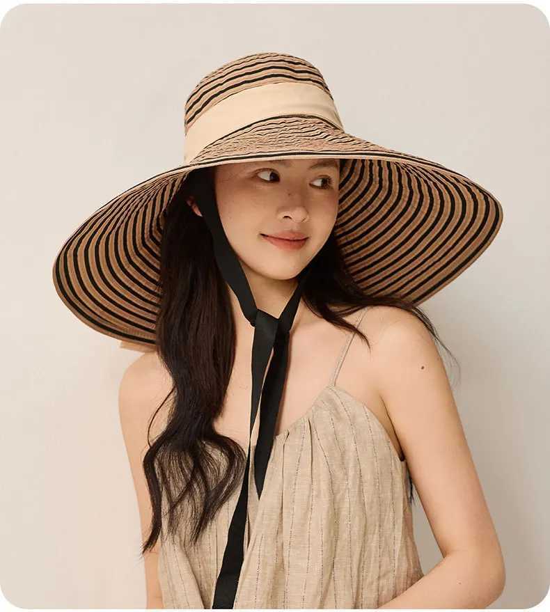 Large-brim Womens Summer Outdoor Sun Hat Foldable Sun Hat Woven UPF 50 Sun Protection H260317 - view 5
