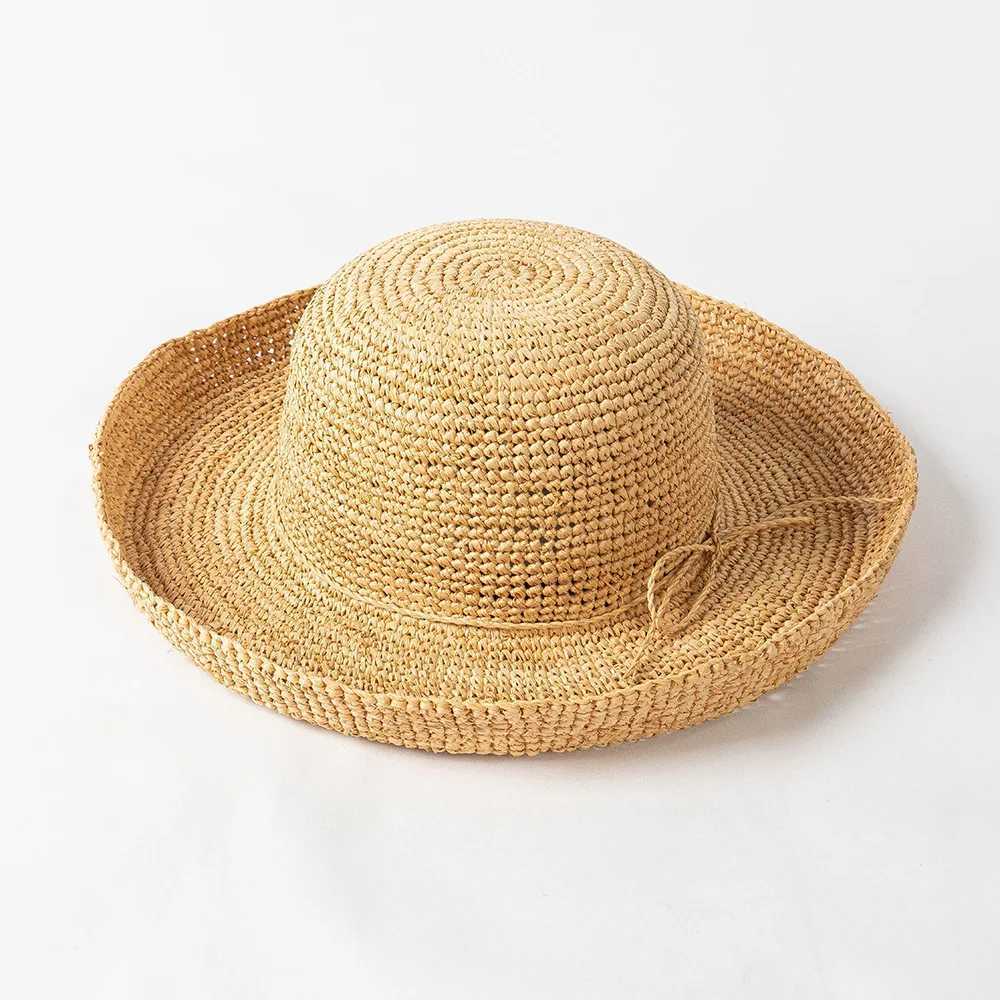 USPOP Extra Fine Raffia Straw Hat Summer Sun Hat for Women with Large Brim Handmade Rollable Straw Hat H260317 - view 5