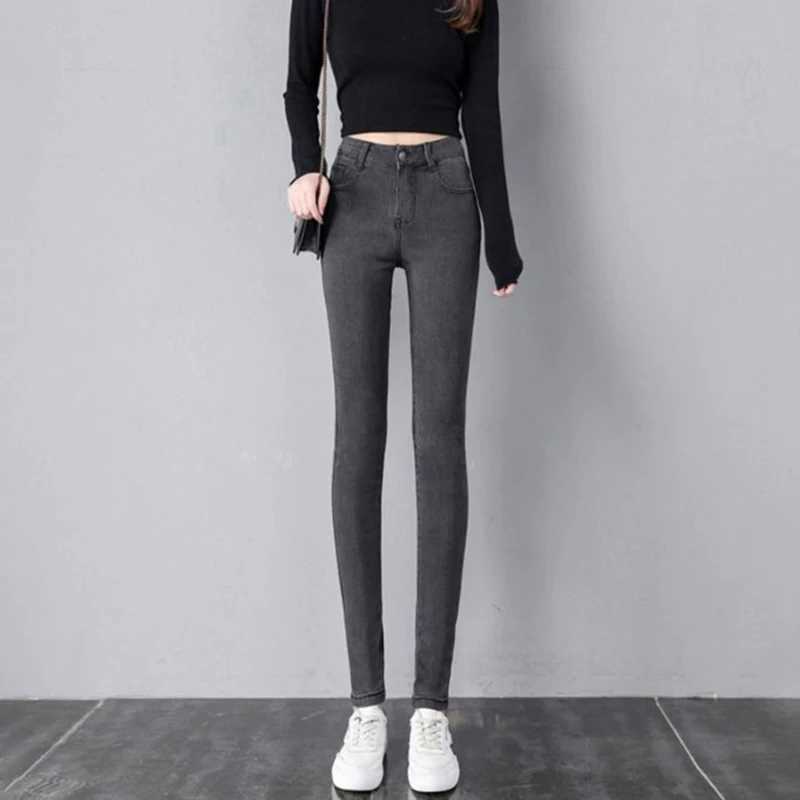 2026 High Street Women Thin Straight Leg Jeans s Solid Casual Denim Trousers Lady Fashion High Waist Daily Pants M260317