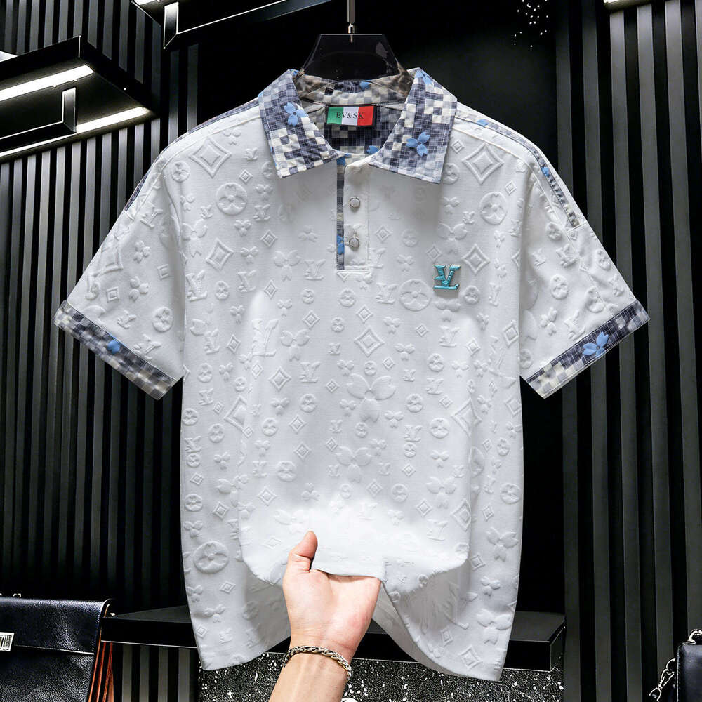 European High-End Men's Short-Sleeve Floral Print Polo Shirt Trendy And Light Luxury 2026 Summer New T-Shirt Top Luanyun