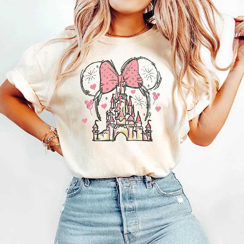 Minnie Castle Shirt Magic Kingdom Family Printed Womens Short SLeeve T-Shirt American Vintage Fashion Streetwear Cotton M260317