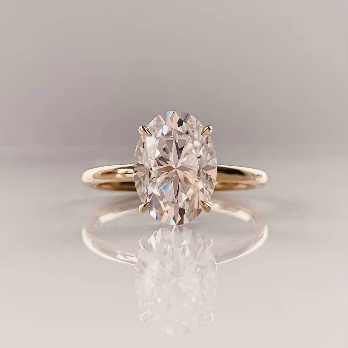 Lab Grown Created Diamond Classic High Quality IGI Certified Engagement Ring 14k 18k Solid Gold White Gold Oval Jewelry Women