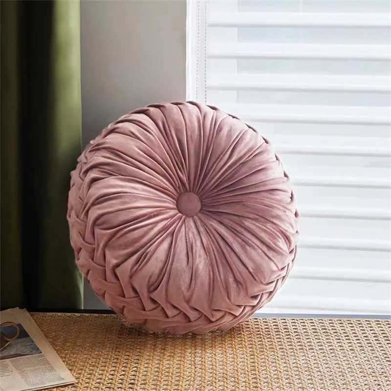 Throw Pillow Hand Sewn Pleated 3D Dutch Velvet Pumpkin Backrest Waist Lumbar Support Cushion Mat For Sofa Bed Floor Office Chair D260317