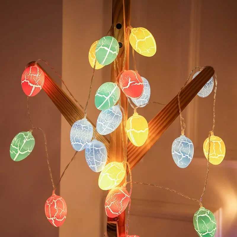 Easter Colorful Crack Eggs Light Strings Lights Pastel for Easter Party Indoor Decor Egg Shaped Lantern String Bunny Easter Deco H2603161