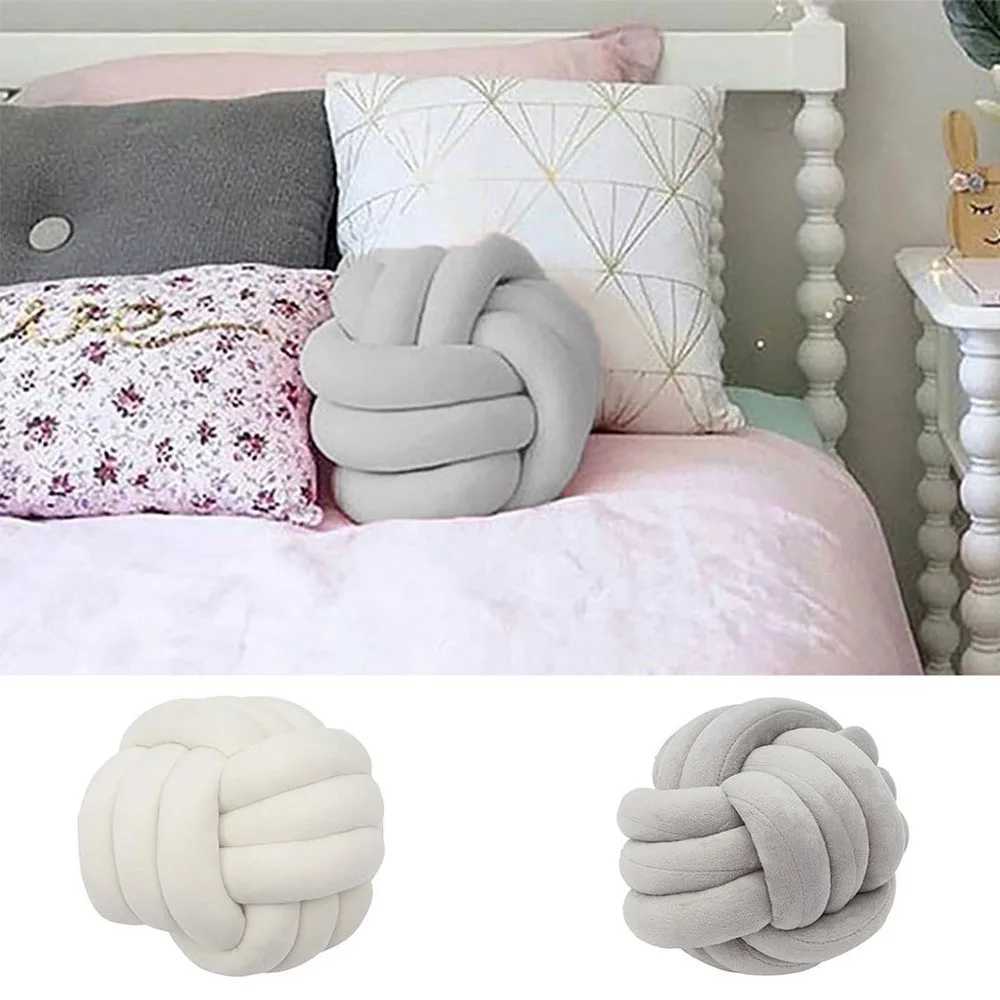 Warm Nordic Style Round Pillow Cushion Velvet Knotted Cushion Solid Baby Rest Sleep Dolls Stuffed Kid Adult Bedroom Decor D260317