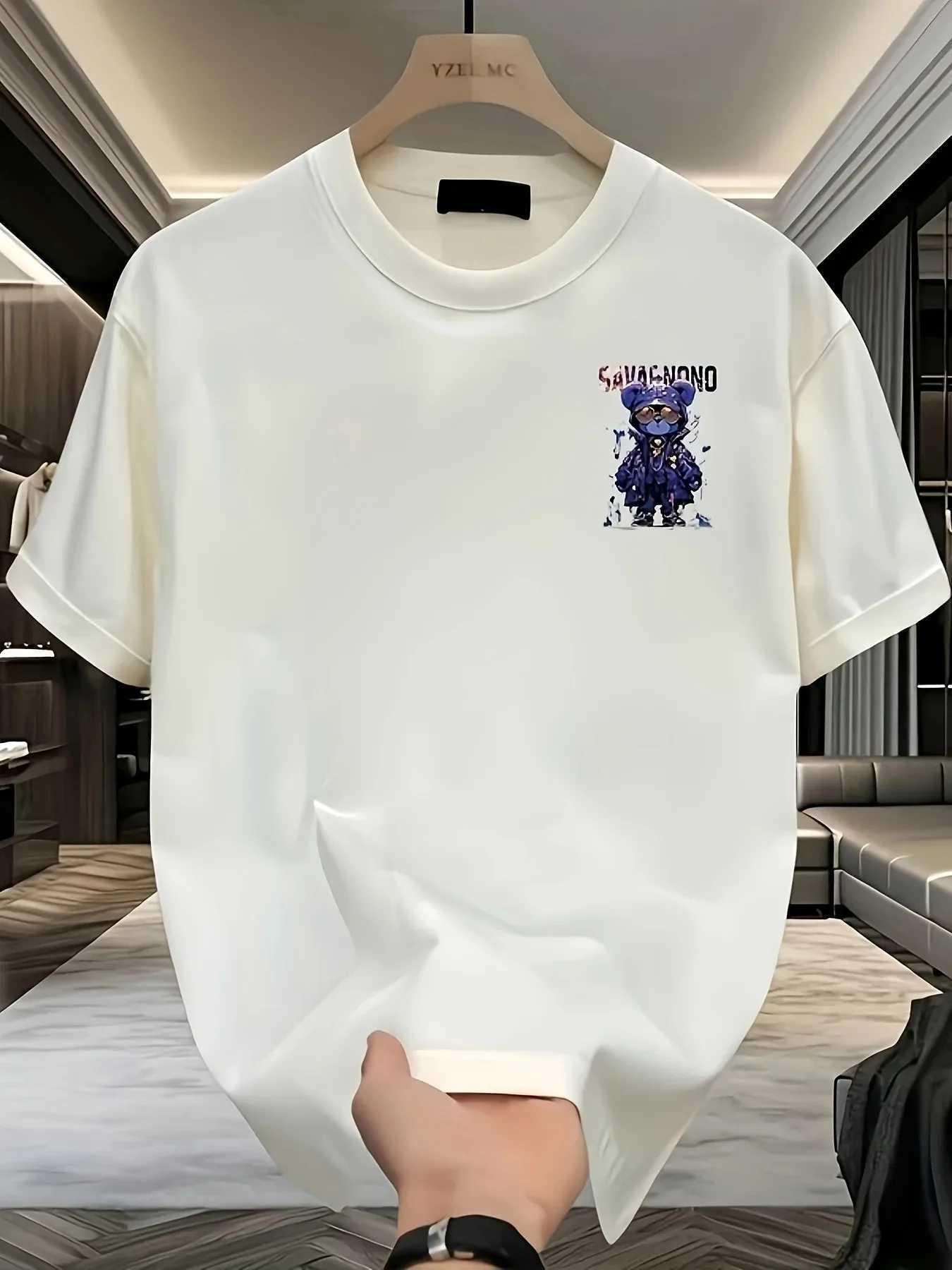 Men New Summer High Street Crew-neck Short-sleeved T-shirt Fashionable Casual Fabric Comfortable and Breathable Fine and Smooth M260317