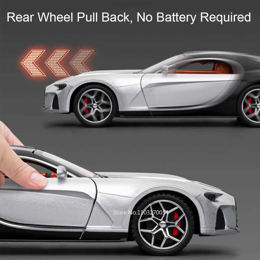 132 Atlantic Tourbillon Car Model Alloy Diecast Toys Doors Opened Sound Light Pull Back Miniature Models Office Table Ornaments D260317