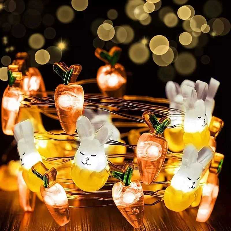 2M 20LED Easter Rabbit String Light Carrot Chick Eggs Fairy Light Garland Happy Easter Party Decoration For Home Kids Gift 2025 H260316