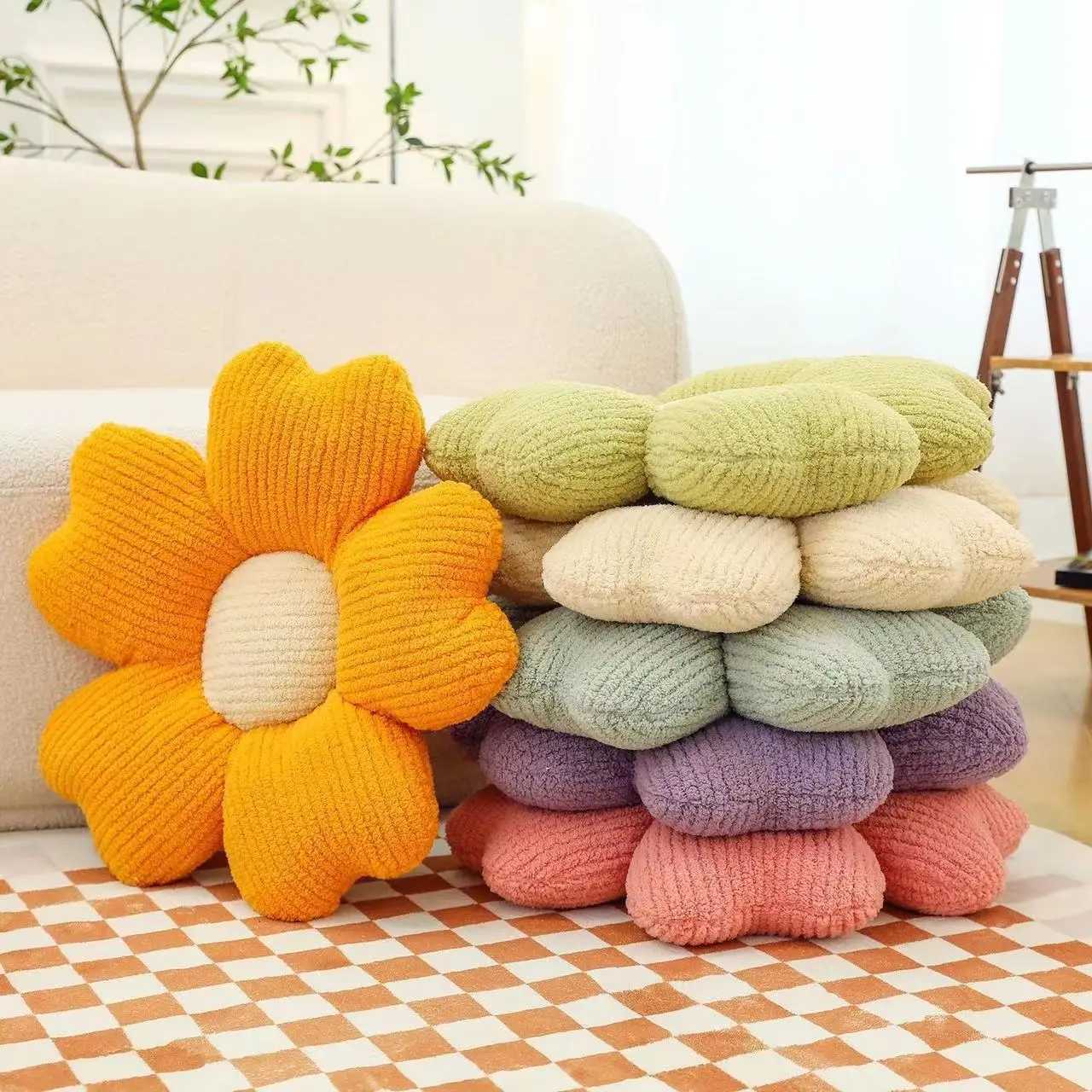 New Breathable Five-petal Flower Cushion Macaron Fresh Home Sofa Decorative Cushion Pillow Dining Table Office Chair Cushion D260317