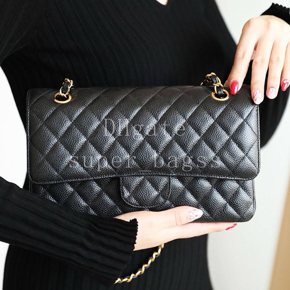 Classic Flap Bag 25CM handbag Mirror quality designer bag Caviar Calfskin Shoulder Bag Luxury chain Bag Genuine leather crossbody bag with gift box 24C04A