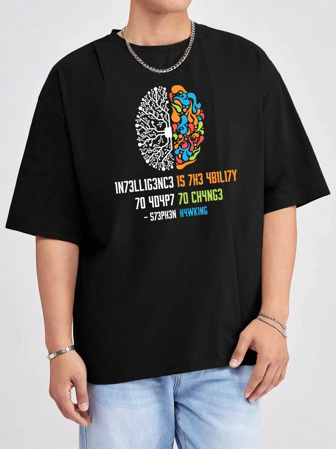 Creative Science Slogan Printed T-Shirt Male Cotton Breathable Tops Summer Street Clothing Basics Comfy T Shirt Casual Tee M260317