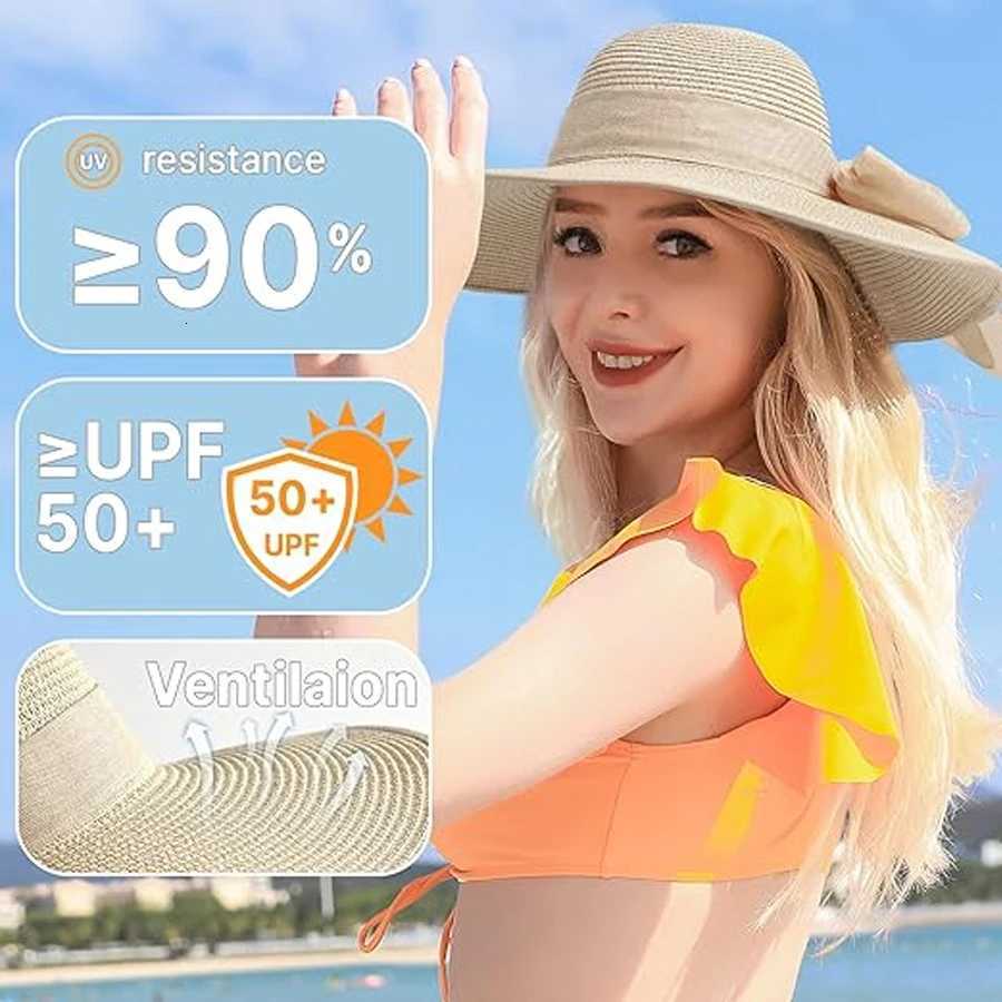 Ladies hats spring and summer new styles large brimmed straw hats summer UV resistant sun hats foldable bow shaped sun hats H260317 - view 3