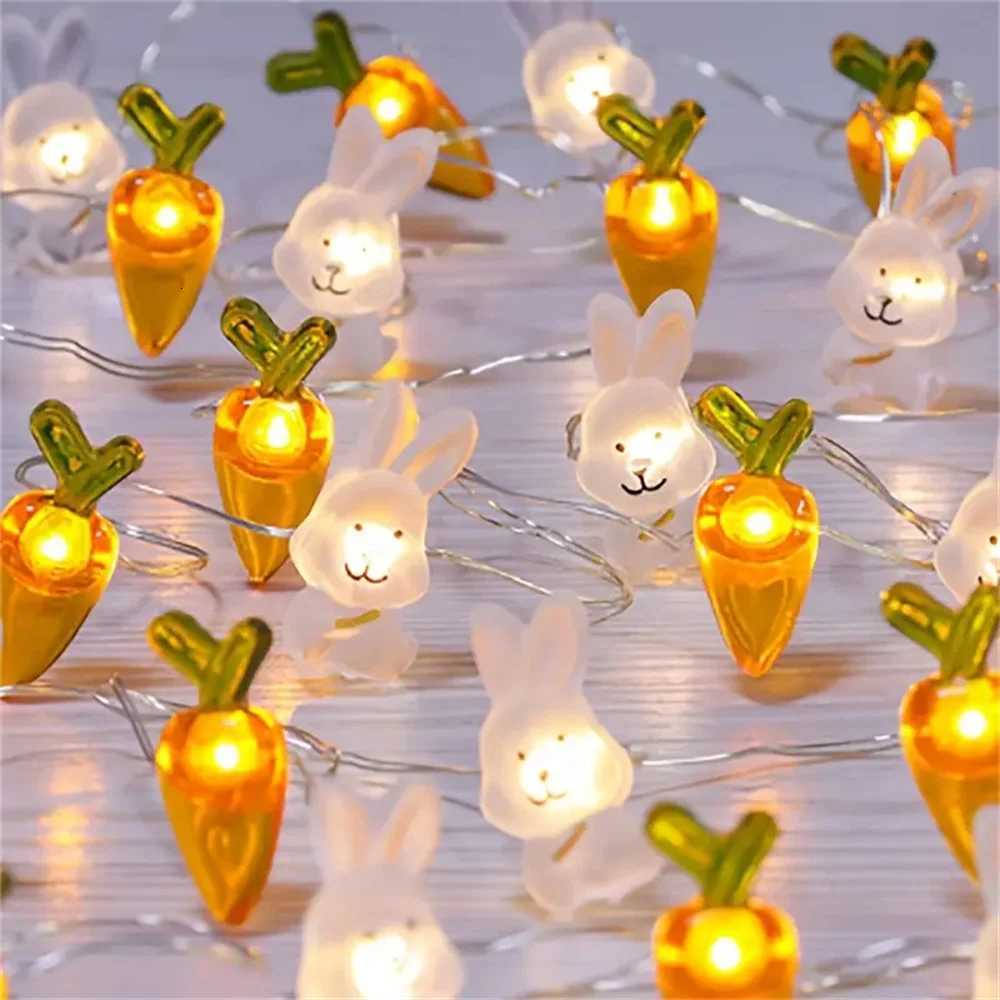 1PC 2M20LED Rabbit Radish Light String Battery Powered Excluding Battery Suitable for Tent Party Easter Decoration H2603161