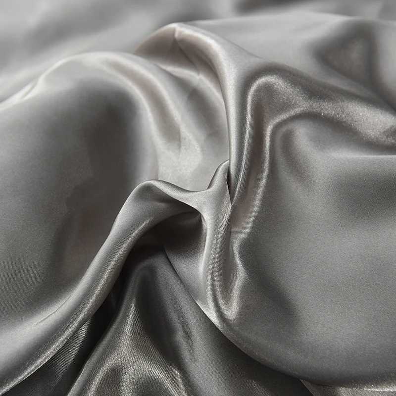 Solid Silk Bedding Set with Bed Sheet Duvet Cover Pillowcase Satin Single Couple Bedsheet King Queen Double Twin Size D260317