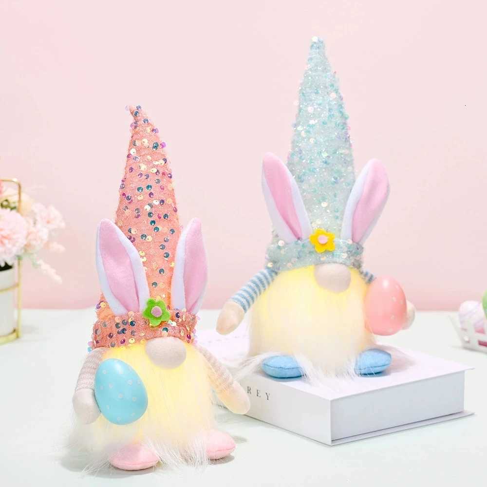 Easter LED Glowing Faceless Gnome Doll Cute Rabbit Ornament Kids Gift Favors 2025 Spring Easter Decoration for Home Party Supply H260316