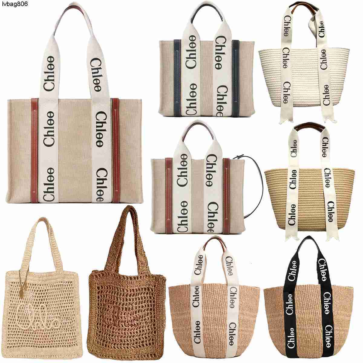 Shoulder Bags Designer Bag Beach Bag Tote Bag Shoulder Bag Handbag Linen Canvas with Leather Accents Luxury Bag Beige Woody Printed Bag Large Capacity Bag Summer